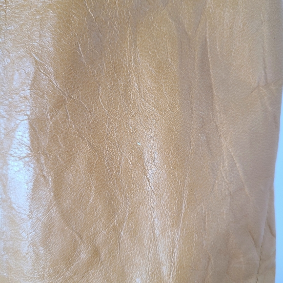 Express Y2K Tan Genuine Leather Vintage Belted Trench Coat - Picture 9 of 11